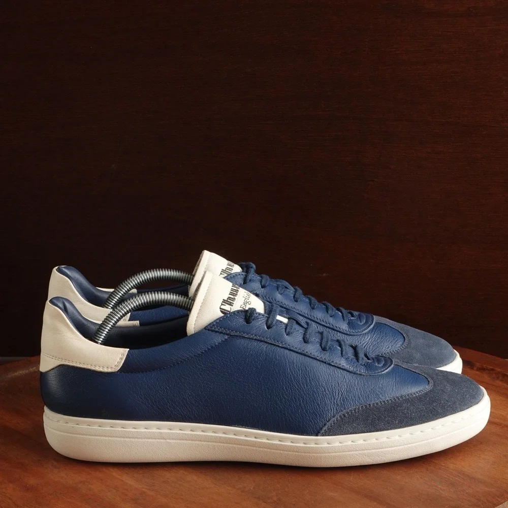 Church's Sneakers Mens SZ UK 10 US 11 Blue Boland 2 Deerskin Leather Modern Shoe